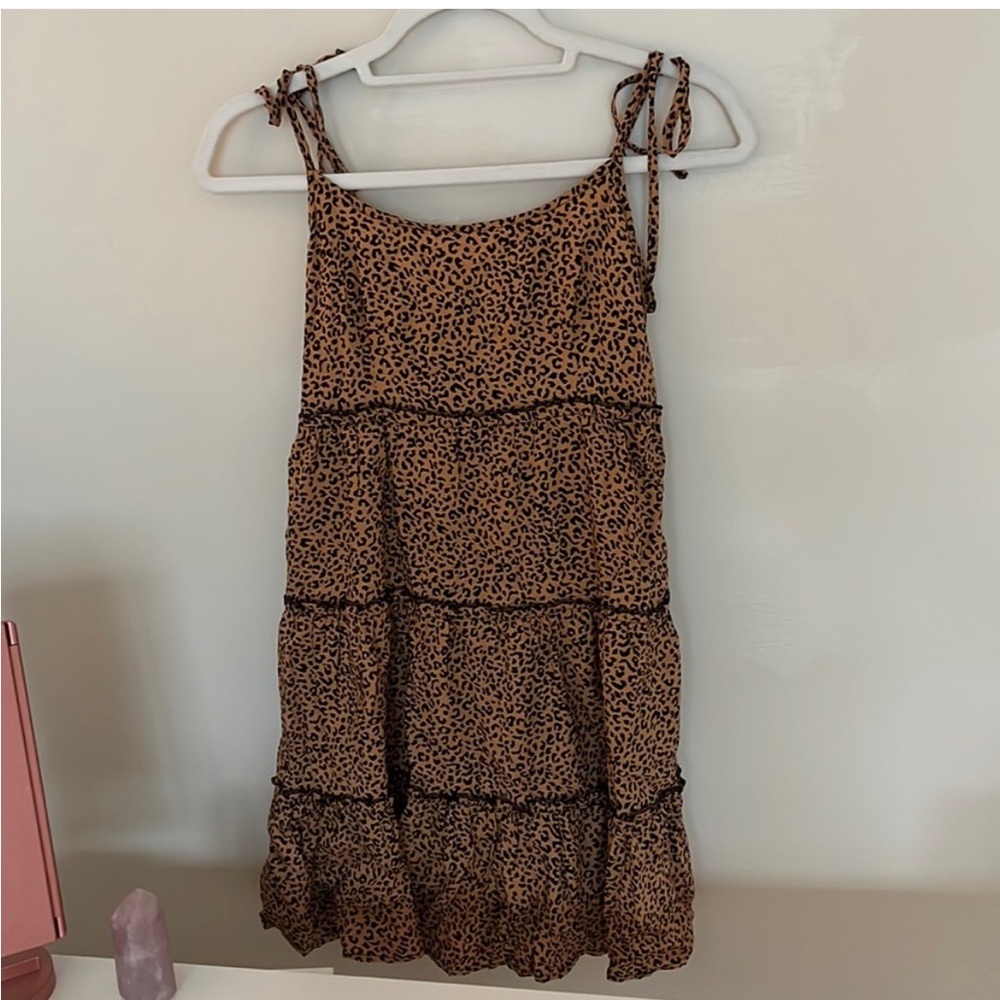 Leopard Print Mini Dress - Brown